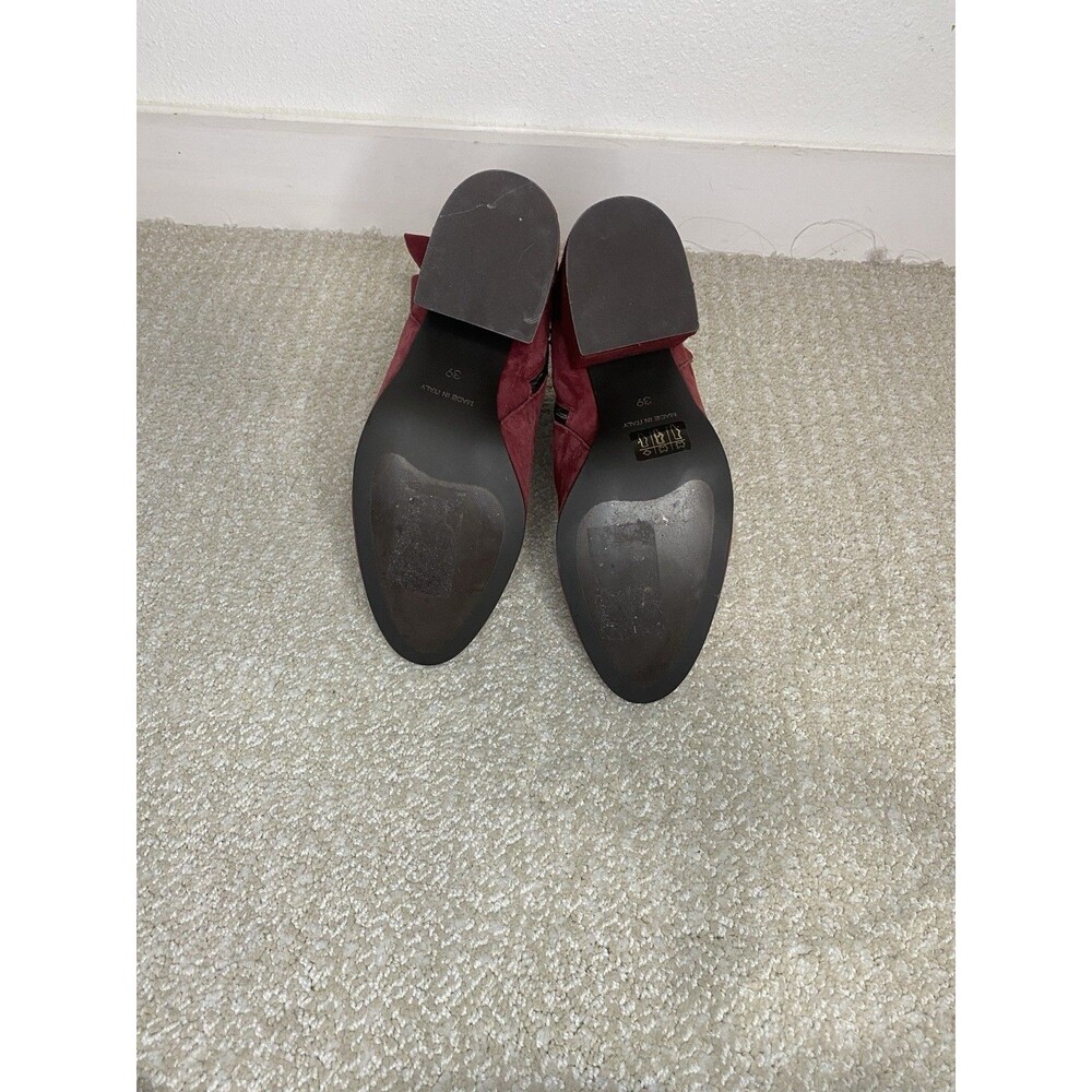 White Mountain Women's Wine Red Block Heel Booties Suedette Size 39 - Picture 8 of 13